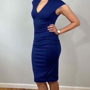 Alexa Admore KATRINA V NECK MIDI DRESS - Cobalt